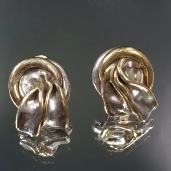Modern Brutalist 925 Silver Earrings Signed Jewelr